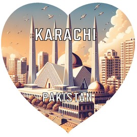 Karachi Pakistan Travel Souvenir Destination Die Cut Heart Shaped Fridge Magnet 2-Inch