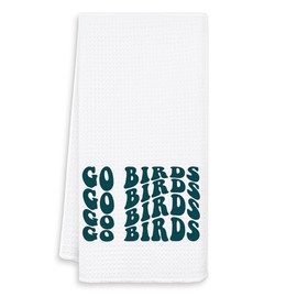 OSLYSOF Trendy Groovy Go Birds Football Kitchen Towels, Football Lover Player Gifts Ideas Hand Towels for Bathroom Decor, Football Fans Gifts Dish Tea Towels for Kitchen Decor, 16x24 Inch
