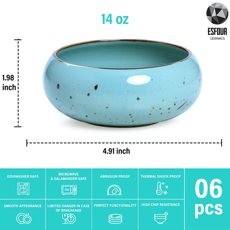 Esfour Ceramics Small Hand Craft Dessert Bowls - 12oz, Set