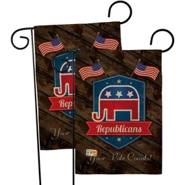 Republicans Garden Flags 2pcs Pack Americana Political President Democrat Republican Tea Party United State American Election Small Gift Yard House Banner Double-Sided Made In USA 13 X 18.5