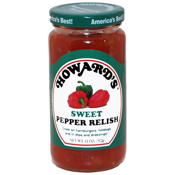 HOWARD'S Premium Sweet Pepper Relish | Gluten Free, All Natural | Perfect for Hamburgers, Hotdogs and Dips | 1 pack ( 11 ounce )