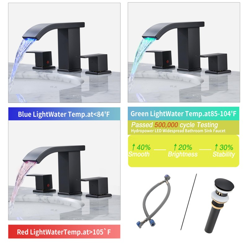 Bathroom faucets 3 Hole Widespread Modern Bathroom Sink Faucet 8