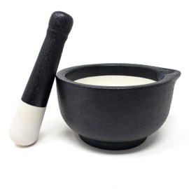 Norpro Large Mortar and Pestle, 6" x 5.5" x 2.75", Black