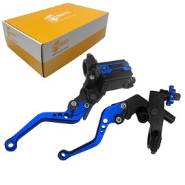 Upgrade Universal 7/8" 22mm Handlebar Brake Master Cylinder Clutch Lever Set Left & Right Motorcycle Levers Compatible with Yamaha Honda Kawasaki Suzuki Harley(Blue)