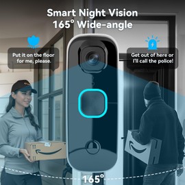 Swann Buddy4K UHD Wireless Video Doorbell & Chime | No Monthly Fee | Ultra-Wide 165° View | 2-Way Audio | Night Vision | Indoor & Outdoor Surveillance (Renewed)