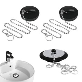 3 Pcs Sink Plug Replacement, Bath Plug Replacement, Bath Plug and Chain Our Drain Stopper Fit Most Bathroom Drain Openings Effective Water Leakage Prevention