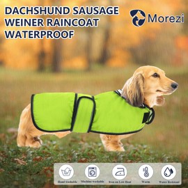 Dachshund Raincoat Corgi Raincoat Dogs Waterproof fit for Dachshunds Weiner Long Back Breeds with Reflective Stripe Great Coverage in Autumn Winter Light Green S