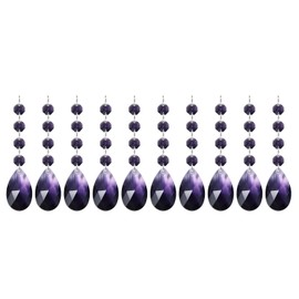 PATIKIL Teardrop Crystal Chandelier Pendants Beads, 10 Pack 125mm Length 38mm Chandelier Prisms Parts Ornaments Hanging Beads for DIY Arts Crafts Decoration, Violet