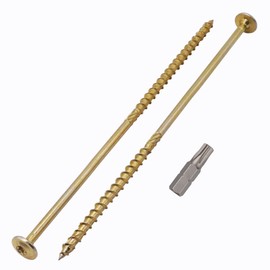 (Pack of 20 pcs) Galvanized Steel 6.0 x 200 mm Yellow Wood Screws, Torx Head, Wafer Head, Timber Screws, Partially Threaded (20, 6.0 x 200 mm)