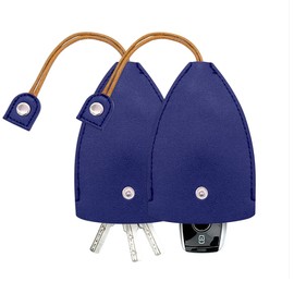 Moioee Car Key Case, 2PCS Creative Pull-Out Key Sleeve Keychain Bags, PU Leather Large-Capacity Protective Key Holder Hook (Dark Blue/Without Cover)