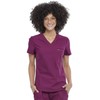Cherokee Form Women Scrubs Top Tuckable V-Neck CK819, XXS, Wine