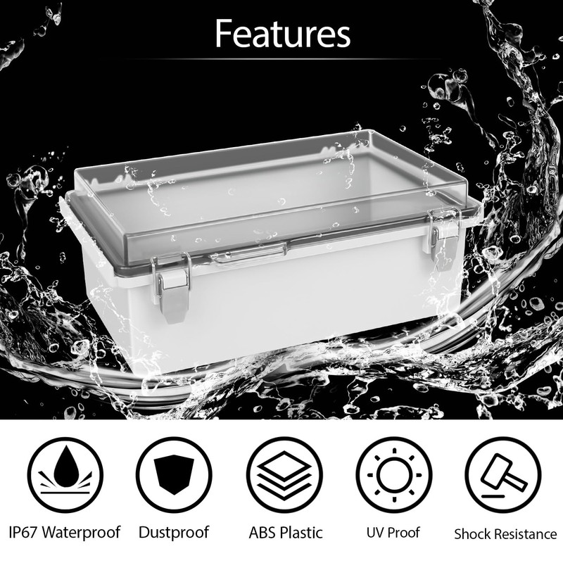 LeMotech Electrical Box, IP67 Waterproof Hinged Clear Cover Stainless Steel