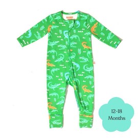Bambi Mini Co. Wrigglesuit Boys Green Crocodile Rock 12-18 With Grippy Feet