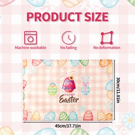 4pcs Easter Placemats Set, 12x18 Inch Buffalo Plaid Bunny Ears Easter Egg Linen Washable Table Place Mats for Seasonal Spring Holiday Party Kitchen Dining Decorations Supplies