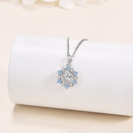 VONALA Blue Necklace for Women 925 Sterling Silver Spinner Snowflake Jewelry Birthday Gifts Mother's Necklace for Women