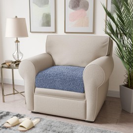 PAULATO BY GA.I.CO. Couch Cushion Cover - Sofa Cushion Protector - T-Cushion & Box-Cushion Slipcover - Replacement Sofa Seat Protector - Stretch Seating Slipcover - Microfibra -Blue (Seat Cover)