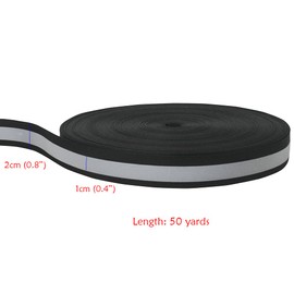 NOZUONO Silver Reflective Ribbon Tape for Clothing Webbing Trim Strip Sew On 0.8in x 50yd (Black)