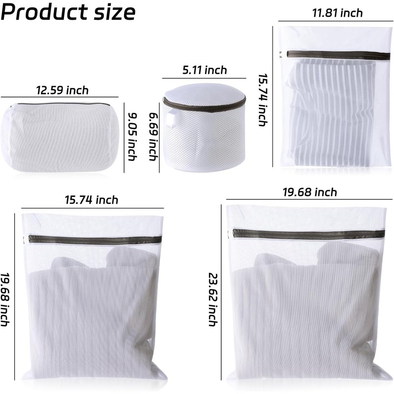 GENHY 5Pcs Mesh Laundry Bags, Durable and Breathable, Materials, Fine