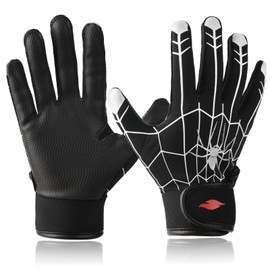RSPGO Youth Baseball & Softball Batting Gloves for Kids with Super Grip Fit, Spider Black M/L
