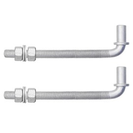 [Pack of 2] 10" J-Bolt Chain Link Fence Gate Hinge, Galvanized Steel J-Bolt Post Hinge with 5/8" Male Hinge Pin, Nuts & Washers Included.