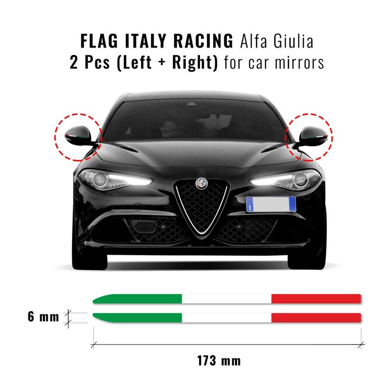 Stripes Adhesive Strips Tricolour Italy for Alfa Giulia Mirrors