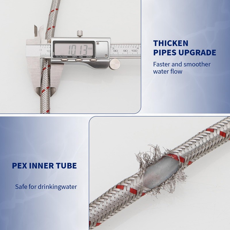 BWE 32-Inch Long Bathroom Kitchen Faucet Connector Braided Stainless Steel