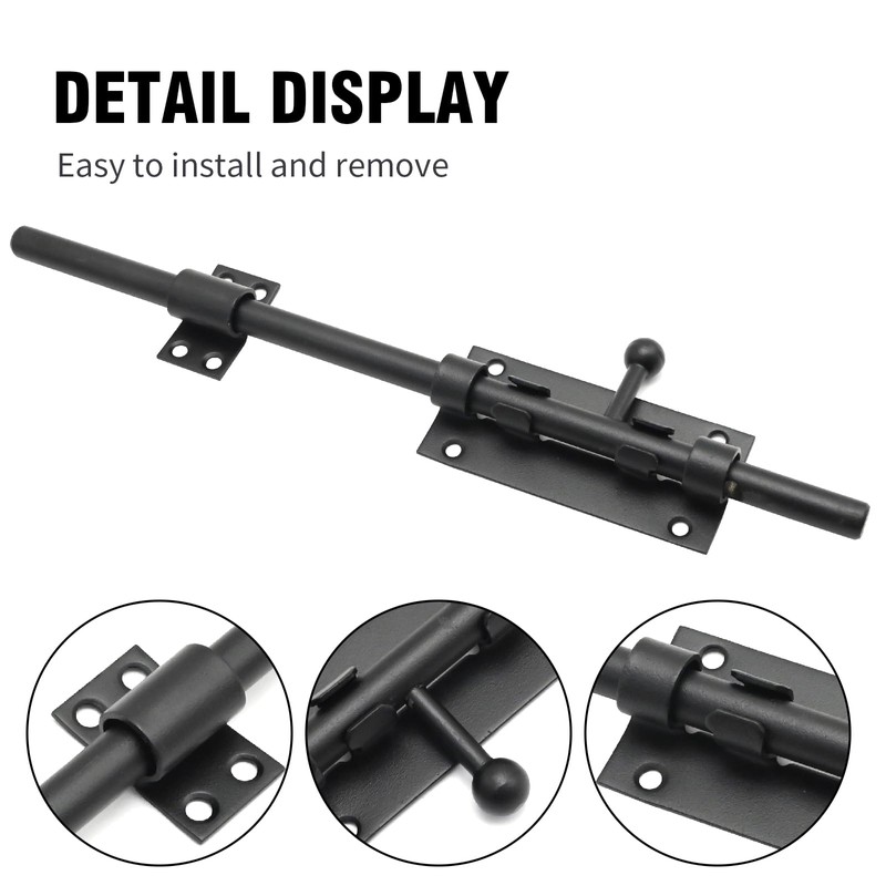 Aynaxcol 2 PCS 12-Inch Black Sliding Bolt Door Latch with