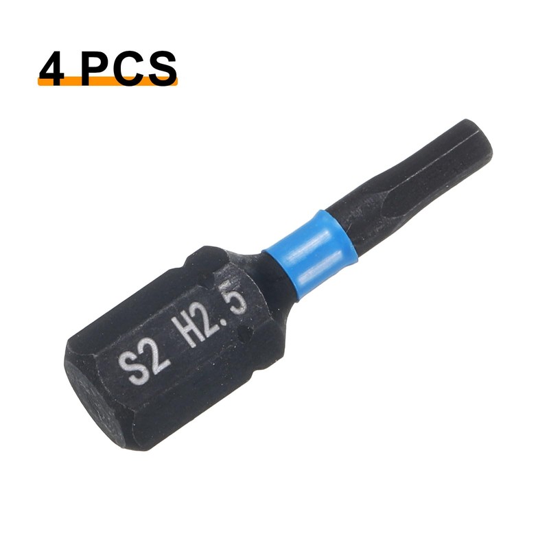 HARFINGTON 4pcs H2.5 Hex Screwdriver Bit 1/4" Hex Shank 25mm/1"