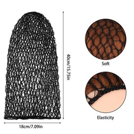 YUXIANLB 2 PCS Mesh Hair Net Rayon Knit Snoods for Women Sleeping, Crocheted Sleeping Cap Soft Mesh Hairmet Hat Cover Accessories for Women Long Hair Curly Hair (Black)