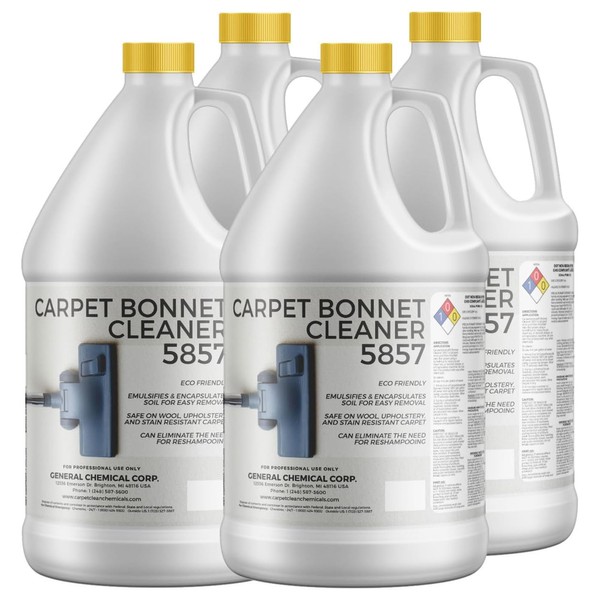 CarpetGeneral Bonnet Cleaner 5857 - Heavy Duty Shampoo Carpet Cleaner Solution for Machine - Fast Drying Carpet Shampoo for Rotary Cleaners, Commercial, & Industrial Use - Case of Four 1 Gallon Jugs