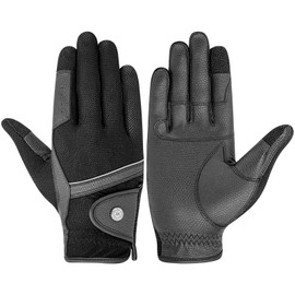 JA Horse Riding Gloves Equestrian Horse Riding Sports Rider Gloves Comfort Grip and Protection with Touchscreen Compatibility Unisex Women Ladies Adults Winter Summer (Summer - Airy, L)