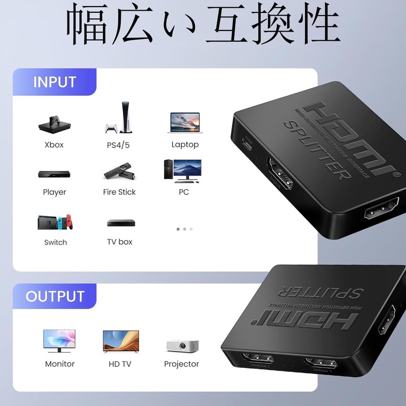HDMI Splitter 1 Input Output 2 [2024 Upgraded Version] HDMI