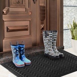 Mibao Welcome Mats Outdoor - Entryway Mat - Door Mats Outdoor, Outdoor Rubber Mats, Doormat Outdoor Indoor Entrance, Large Front Door Mat, Skid Resistant Durable, 61.5" x 36", Black