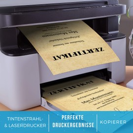 Betterpress Betterpress® 50 Blatt DIN A4 120 g/m² Urkundenpapier A4 bedruckbar Gastropapier Briefpapier Altes Vintage Papier Elefantenhaut Papier Speisekartenpapier beidseitig Schatzkarte Flaschenpost