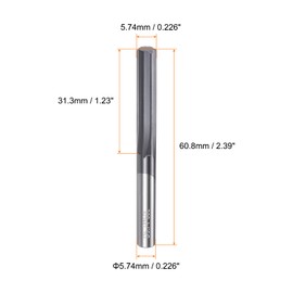 sourcing map Carbide Chucking Reamer 0.226"(5.74mm) Dia Straight Flute Straight Shank Machine Reamer Tool for Metal and Lathes CNC Machining Centers, Black