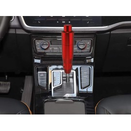 Lunsom Automatic Shift Knob Metal Car Shifting with Push Button Aluminum Alloy Shifter Lever Handle Long Stick Gear Head Fit Most Auto Transmission Vehicle (Red)