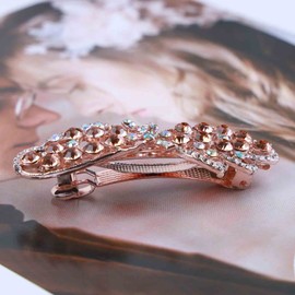 TseenYi Crystal Gemstone Hair Clip Gold Rhinestone Wedding Hair Clip Rhinestone Wings Hair Clip Shiny Bridal Decorative Head Clip for Women and Girls Gift (Champagne Crystal)