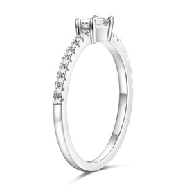 TIGRADE 1.5mm Eternity Ring Baguette Cubic Zirconia Anniversary Ring CZ Pave Wedding Band for Women Size 3-11, Silver, Size 10