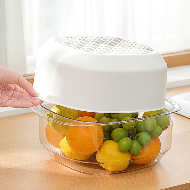 Fruits Vegetables Washing Basket Double Layer Quick Water Drainage Kitchen