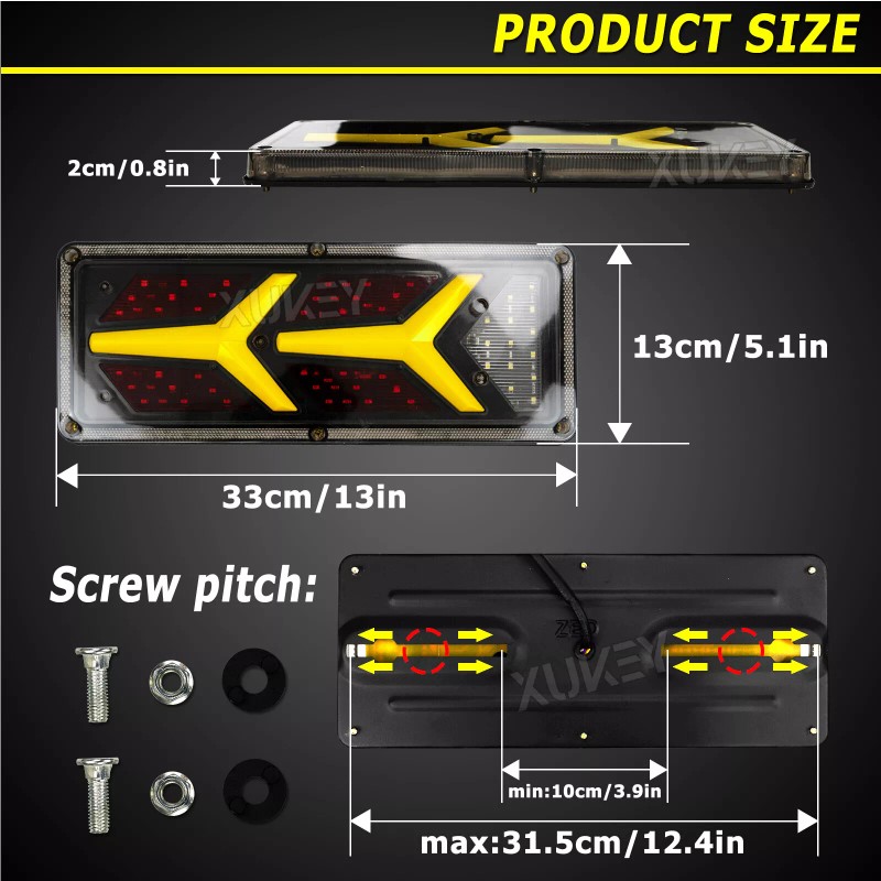 XUKEY Pair 76LED Truck Tail Brake LED Sequential Flowing LED