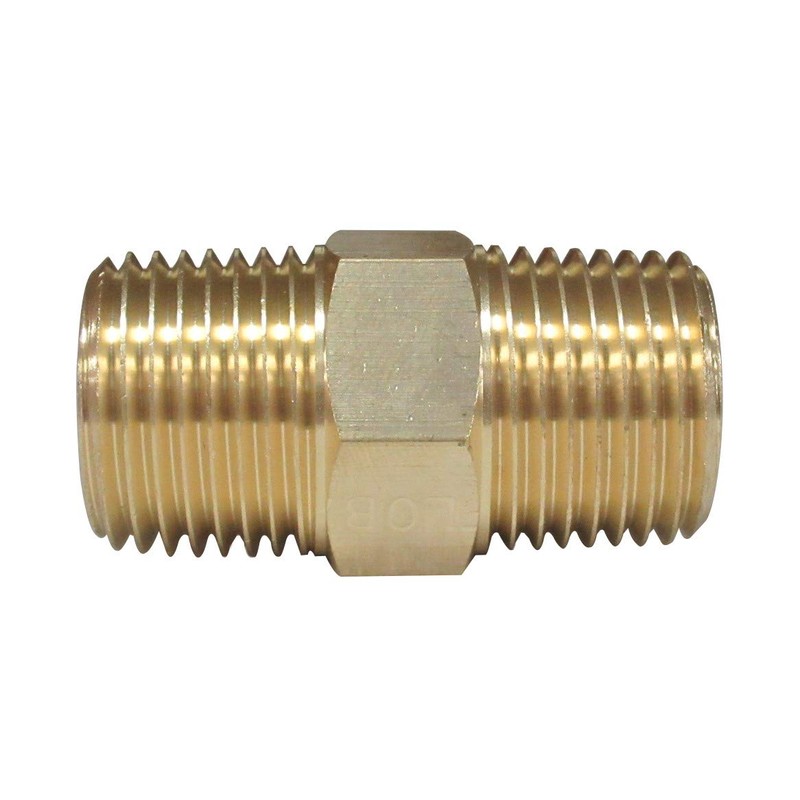 Flowbar Brass Threaded Fitting Hex Nipple G6N-02-BS 1/4
