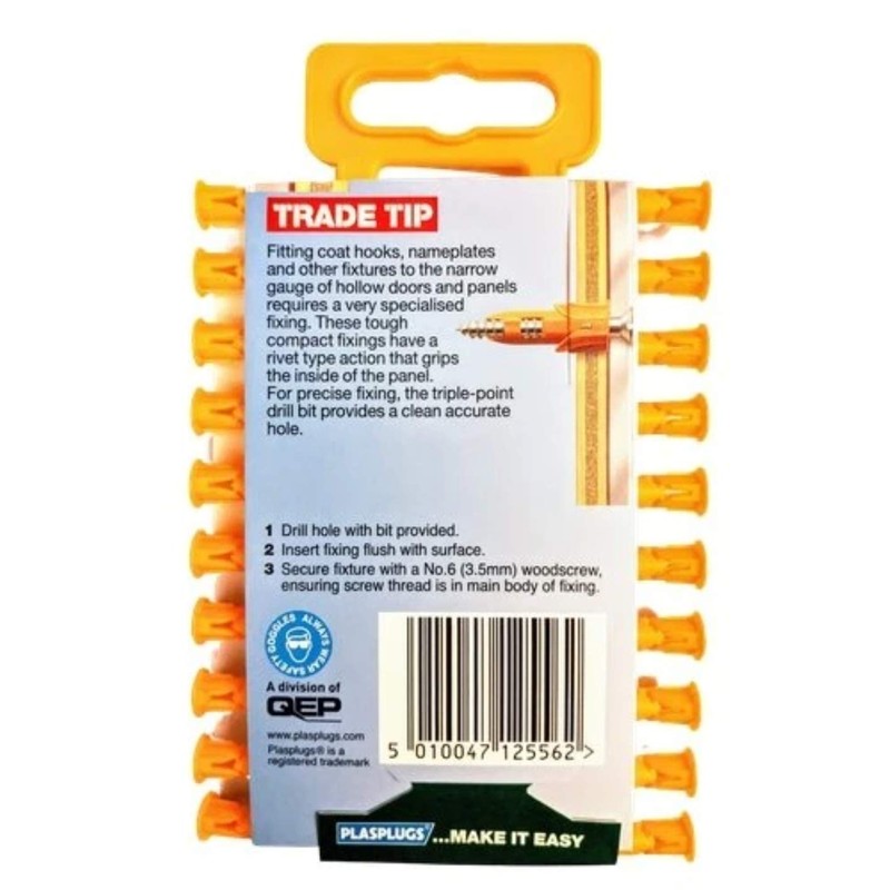 Plasplugs Hollow Door Plugs & Drill Bit 20 Pack