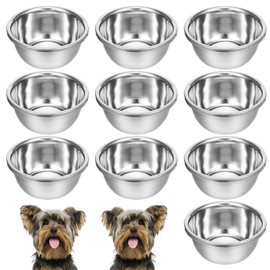 10 Pcs 8 Cup Metal Dog Bowls Stainless Steel Thickened Food Bowls Travel Kennel Food and Water Dish for Medium Large Size Dogs Cats, 64 Oz, Dishwasher Safe