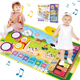 Piano Mat, Toy, Drum Set, Multi-functional, Music Mat, Folding, Music Mat, 8 Keys, 8 Types of Animal Sounds, 17 Demo Songs, 6 Types of Musical Instrument Sounds, Recording, Playback, Volume