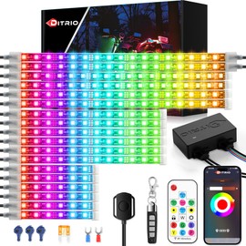 18PCS Motorcycle Led Lights with Brake Turn Signal, Underglow Light Kits with DITRIO APP/RF Remote Control, Dual Zone,Waterproof,12V Pixelglow Led RGB Lights for Motorcycles, Golf Carts, ATVs, UTVs