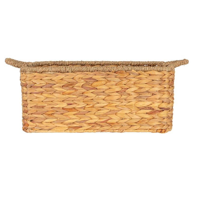 Household Essentials Rectangular Handwoven Water Hyacinth and Seagrass Basket with