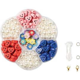 folia Perlenmix Happy für Schmuckset 160 Teile für Basteln und Dekoration Set für kreative Projekte und DIY Ideen, Perlenset