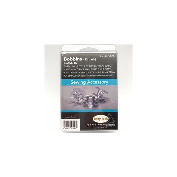 12 Pack Genuine BabyLock Bobbins(Class 15) # BLG-BOB With Plastic Storage Case