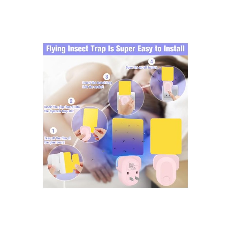 Flying Insect Trap Plug-in, Indoor Mosquito & Gnat Killer, Safe
