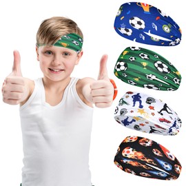 Children's Headbands, Pack of 4 Children's Hair Bands, Baby, Thin, Ultralight and Elastic Hair Band, Sports Headband in 4 Styles (Green, Boy)